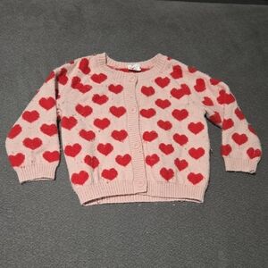 GAP Pink Knit Sweater with Red Heart Accents